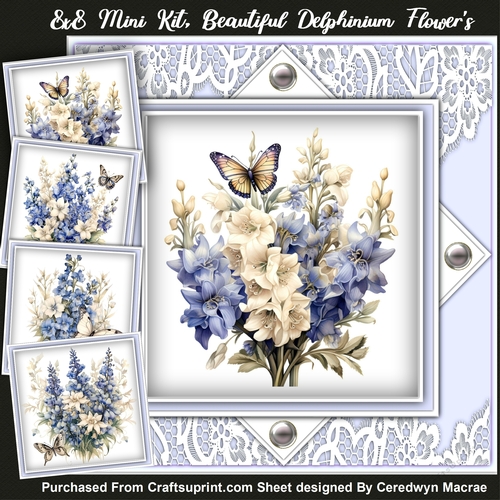 8x8 Mini Kit Beautiful Delphinium Flowers 