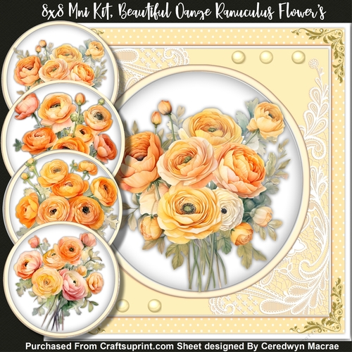 8X8 Mii Kit Beautiful Orange Ranuculus Flowers