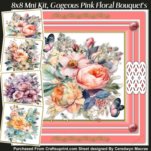 8x8 Mini Kit, Gorgeous Pink Floral Bouquets