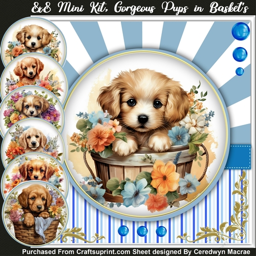 8x8 Mini Kit, Gorgeous Pups in a Basket