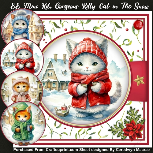 8x8 Mini Kit, Gorgeous Kitty Cat in The Snow