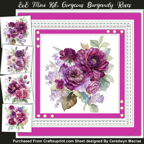 8x8 Mini Kit , Gorgeous  Burgundy Roses