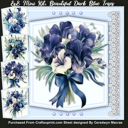 8x8 Mini kit, Beautiful Dark Blue Irises