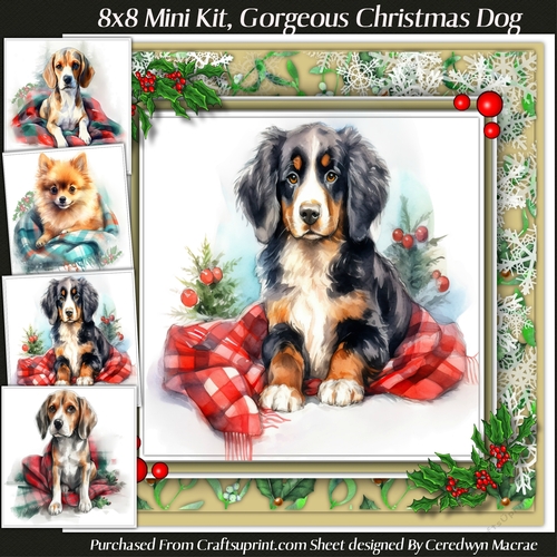 8x8 Mini KIt, Gorgeous Christmas Dog 
