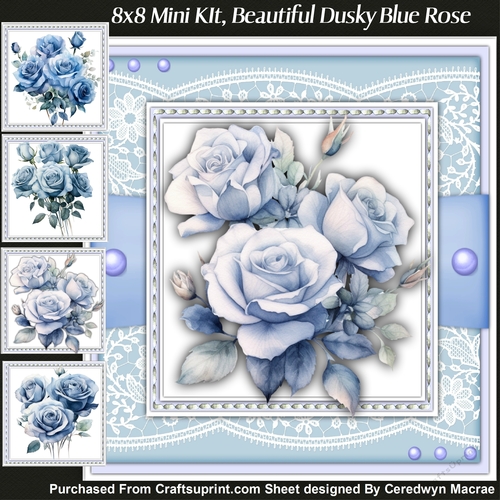 8x8 Mini Kit, Beautiful Dusky Blue Roses