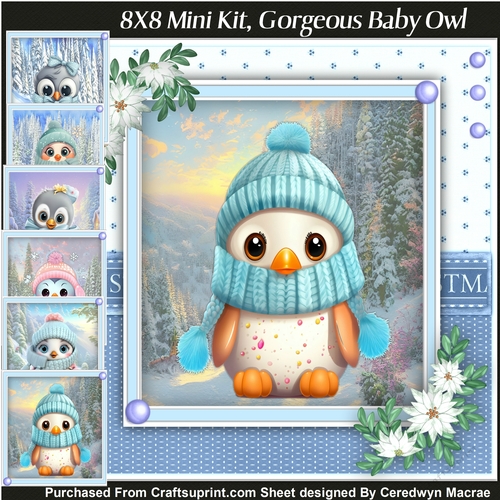 8x8 Mini Kit, Gorgeous Baby Owl