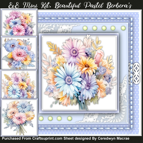 8x8 Mini KiT ,Beautiful Pastel Gerberas