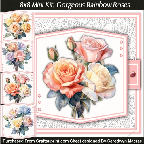 8x8 Mini Kit, Gorgeous Rainbow Roses