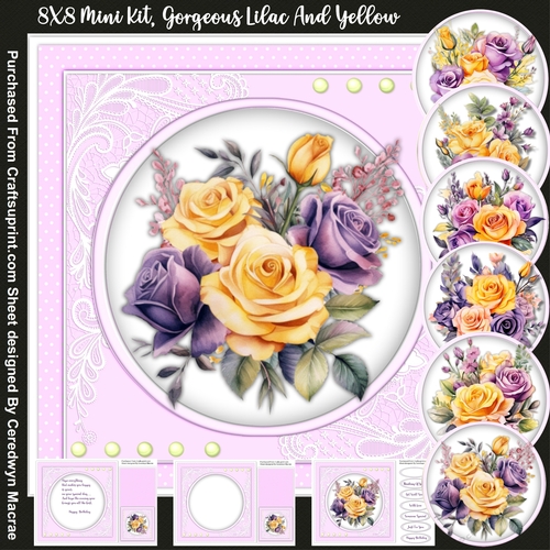 8x8 Mini Kit, Gorgeous Lilac and Yellow