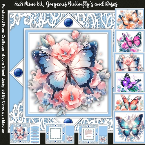 8x8 Mini Kit, Gorgeous Butterflys and Roses