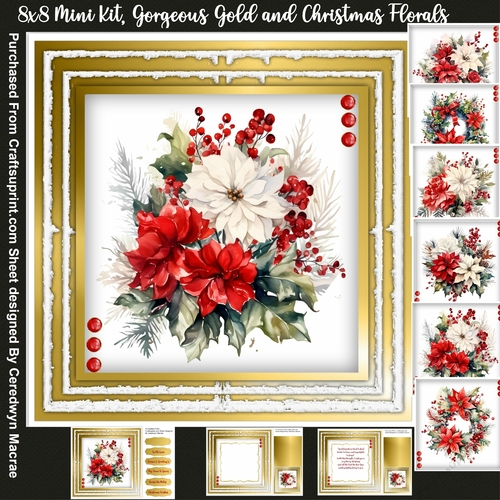 8x8 Mini Kit, Gorgeous Gold and Christmas Florals