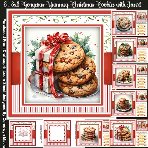 6, 8x8 Gorgeous Yummy Christmas Cookies  with Insert