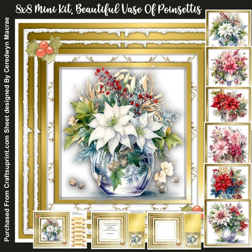8x8 Mini Kit, Beautiful Vase of Pointsettias