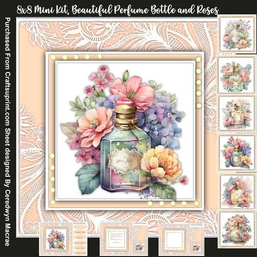 8x8 Mini Kit, Beautiful Perfume bottle and Roses