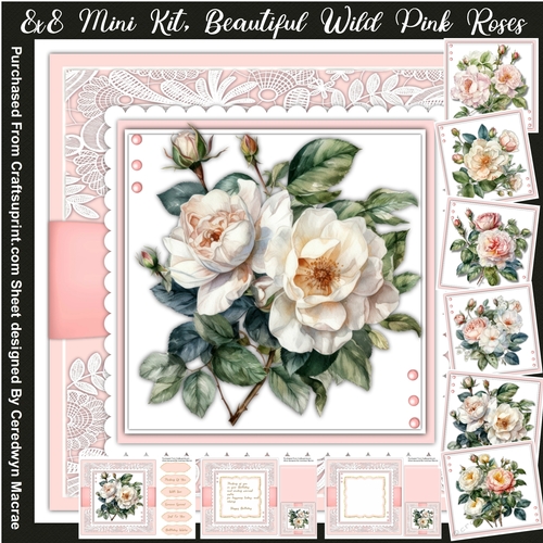 8X8 Mini Kit, Beautiful Wild Pink Roses 