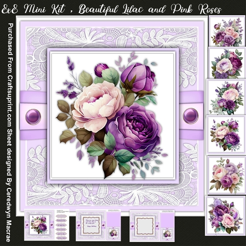 8x8 Mini Kit, Beautiful Lilac and Pink Roses
