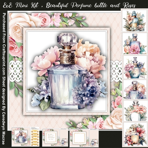 8x8 Mini Kit, Beautiful Perfume Bottle and Roses