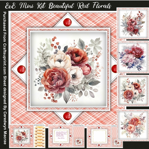 8x8 Mini Kit, Beautiful Red Florals 
