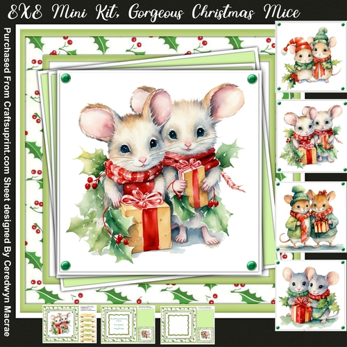 8x8 Mini Kit, Gorgeous Christmas Mice