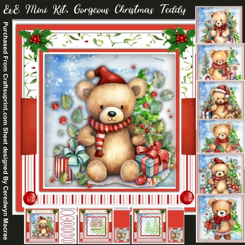 8x8 Mini Kit, Gorgeous Christmas Teddy 
