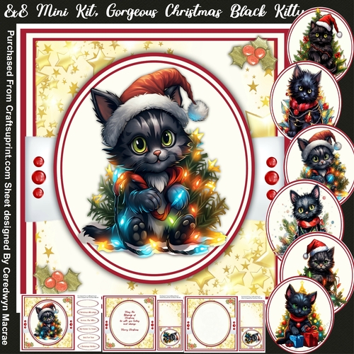 8x8 Mini Kit, Gorgeous Christmas Black Kitty