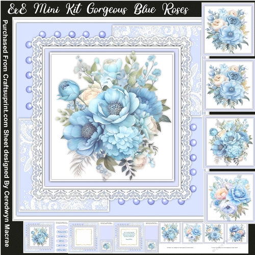 8x8 Mini Kit, Gorgeous Blue Roses