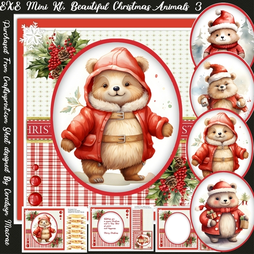 8X8 Mini Kit, Beautiful Christmas Animals ,3