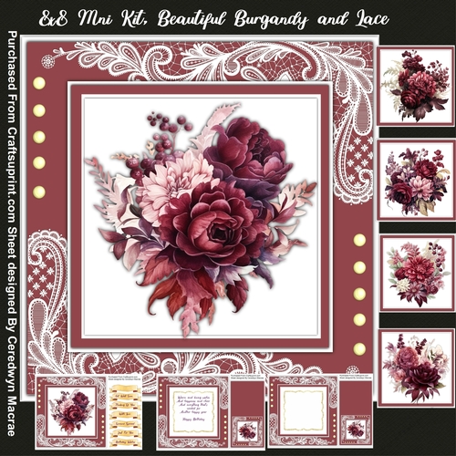 8x8 Mini Kit, Beautiful Burgandy on Lace