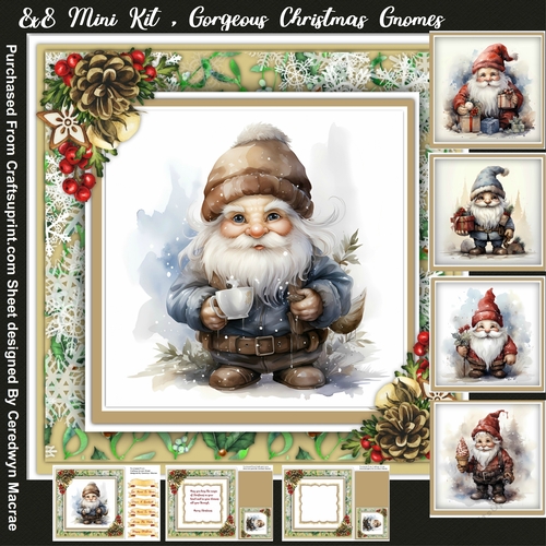 8x8 Mini Kit, Gorgeous Christmas Gnomes 