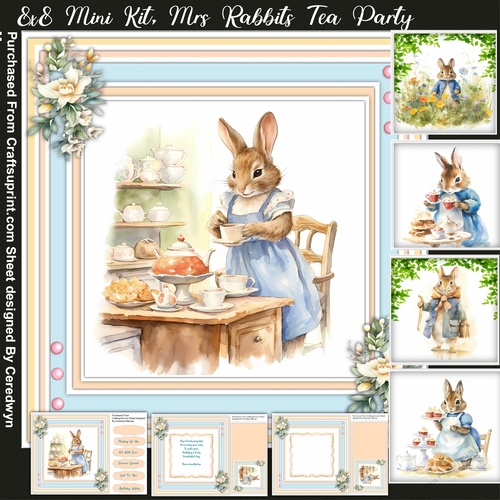 8x8 Mini Kit, Mrs Rabbits Tea Party