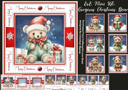 8x8 Mini Kit, Gorgeous Christmas Bears