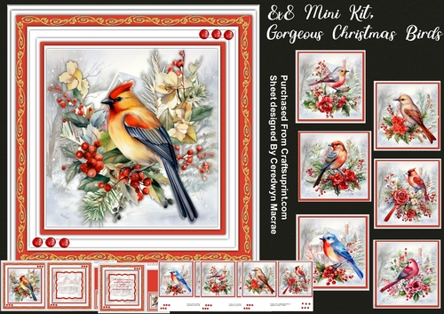 8x8 Mini Kit, Gorgeous Christmas Birds