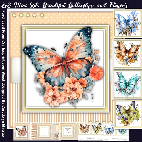 8x8 Mini Kit, Beautiful Butterflys and Flowers