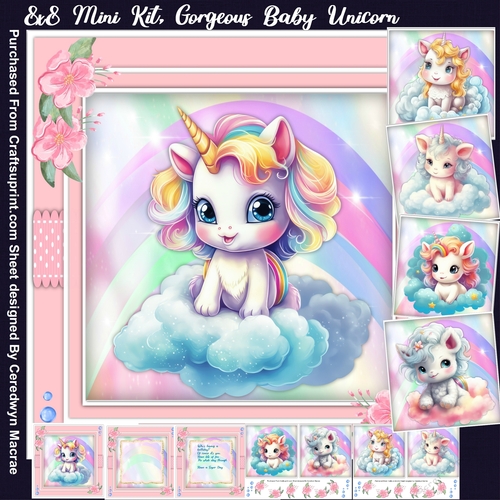 8x8 Mini Kit, Beautiful Baby Unicorn