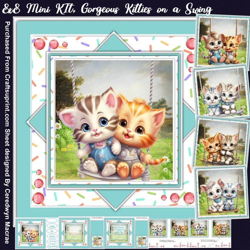 8x8 Mini Kit, Beautiful Kitties On a Swing