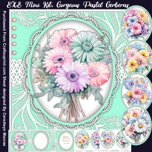 8x8 Mini Kit, Gorgeous Pastel Gerberas