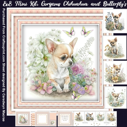 8x8 Mini Kit, Gorgeous Chihuahua and Butterflys