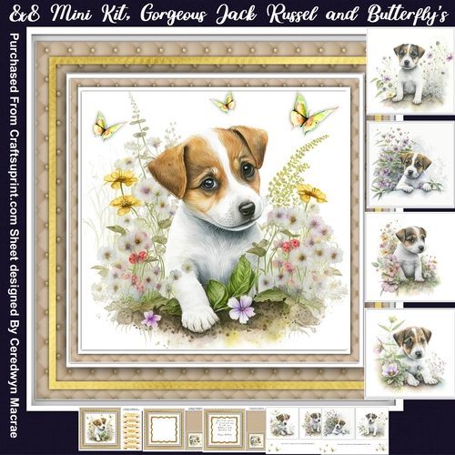 8x8 Mini Kit, Gorgeous Jack Russel and Butterflys