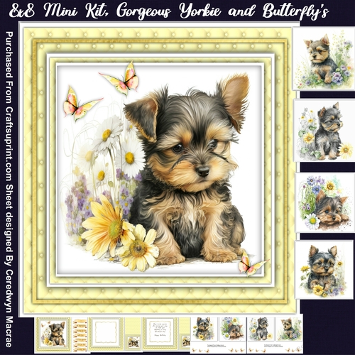 8x8 Mini Kit, Gorgeous Yorkie and Butterflys