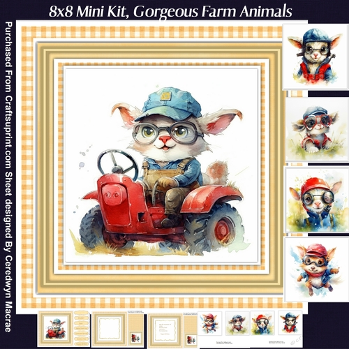 8x8 Mini Kit, Gorgeous Farm Animals