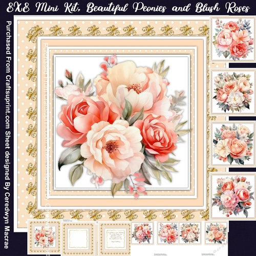 8x8 Mini Kit, Beautiful Peonies and Blush Roses
