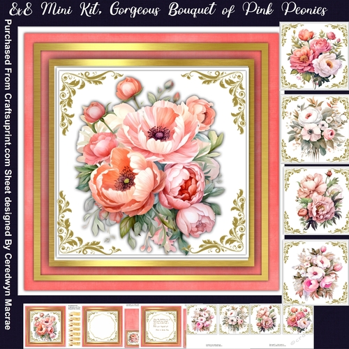 8X8 Mini Kit, Gorgeous Bouquet of Pink Peonies 