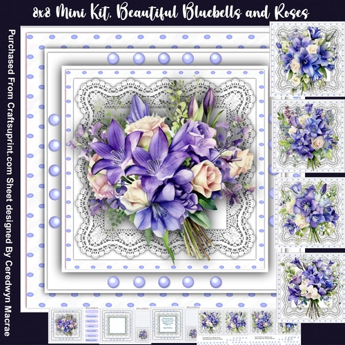 8x8 Mini Kit, Beautiful Bluebells and Roses