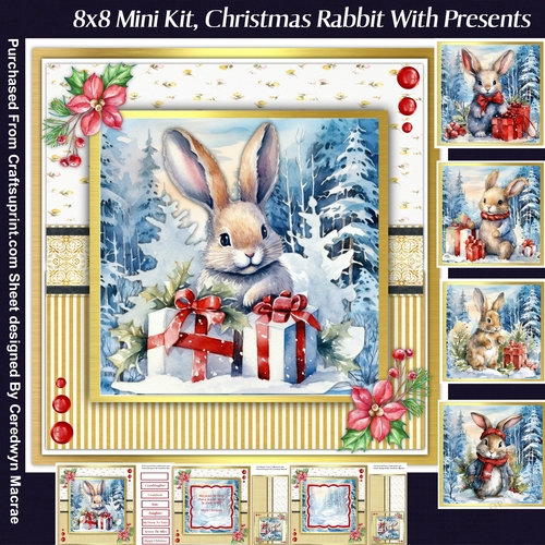 8x8 Mini Kit, Christmas Rabbit with Presents