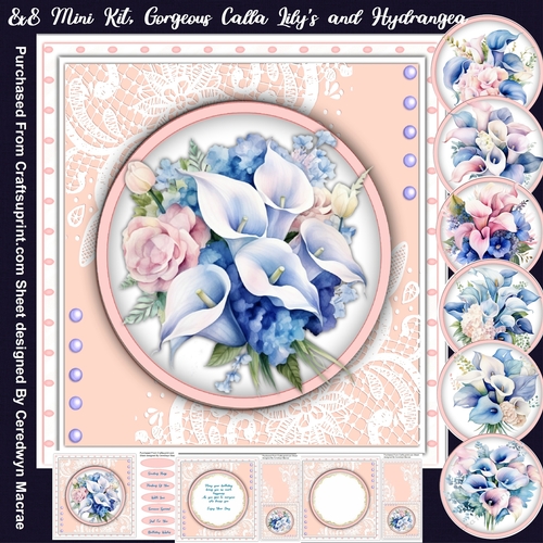8x8 Mini Kit, Beautiful Calla Lily and Hydrangeas