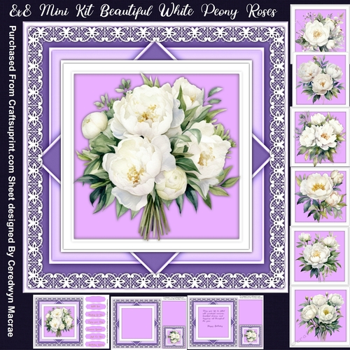 8x8 Mini Kit, Beautiful White Peony Roses
