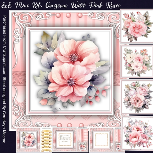 8x8 Mini Kit, Beautiful Wild Pink Roses
