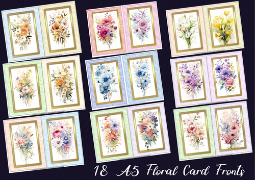 18 Beautiful A5 Floral Card Fronts
