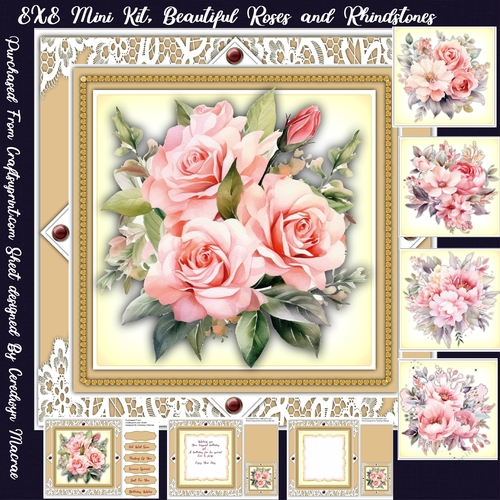 8x8 Mini Kit , Beautiful Roses and Rhindstones