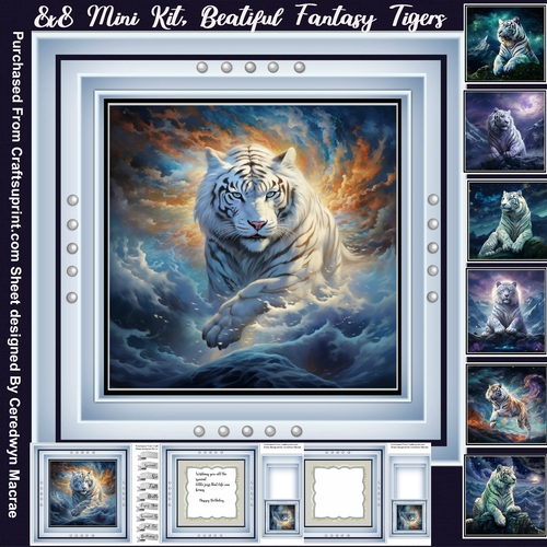 8x8 Mini Kit, Beautiful Fantasy Tigers 
